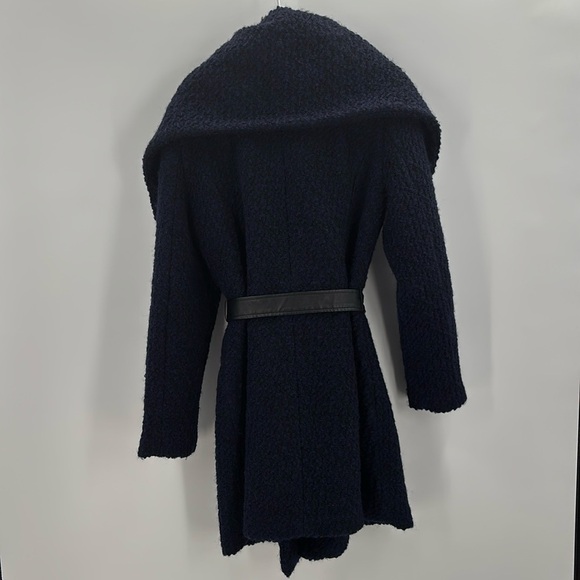 Cole Haan Signature wool blend Navy/Blue boucle Pea Coat oversized collar sze 14 - Picture 5 of 12